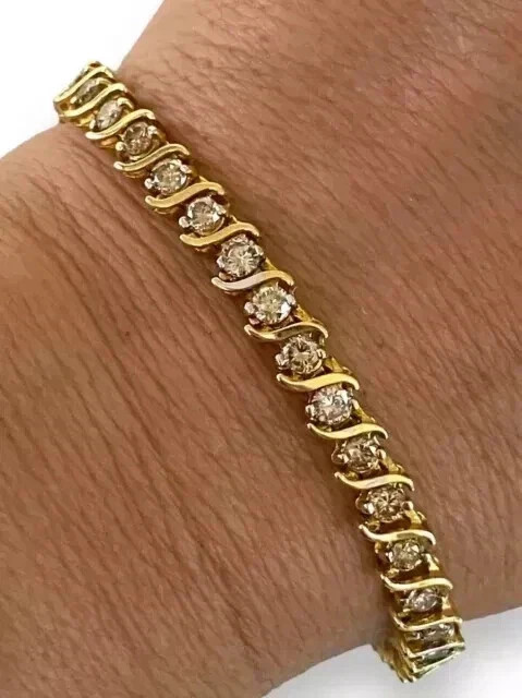 14K Yellow Gold Plated 5Ct Round Cut Lab Created Diamond Women’s Tennis Bracelet