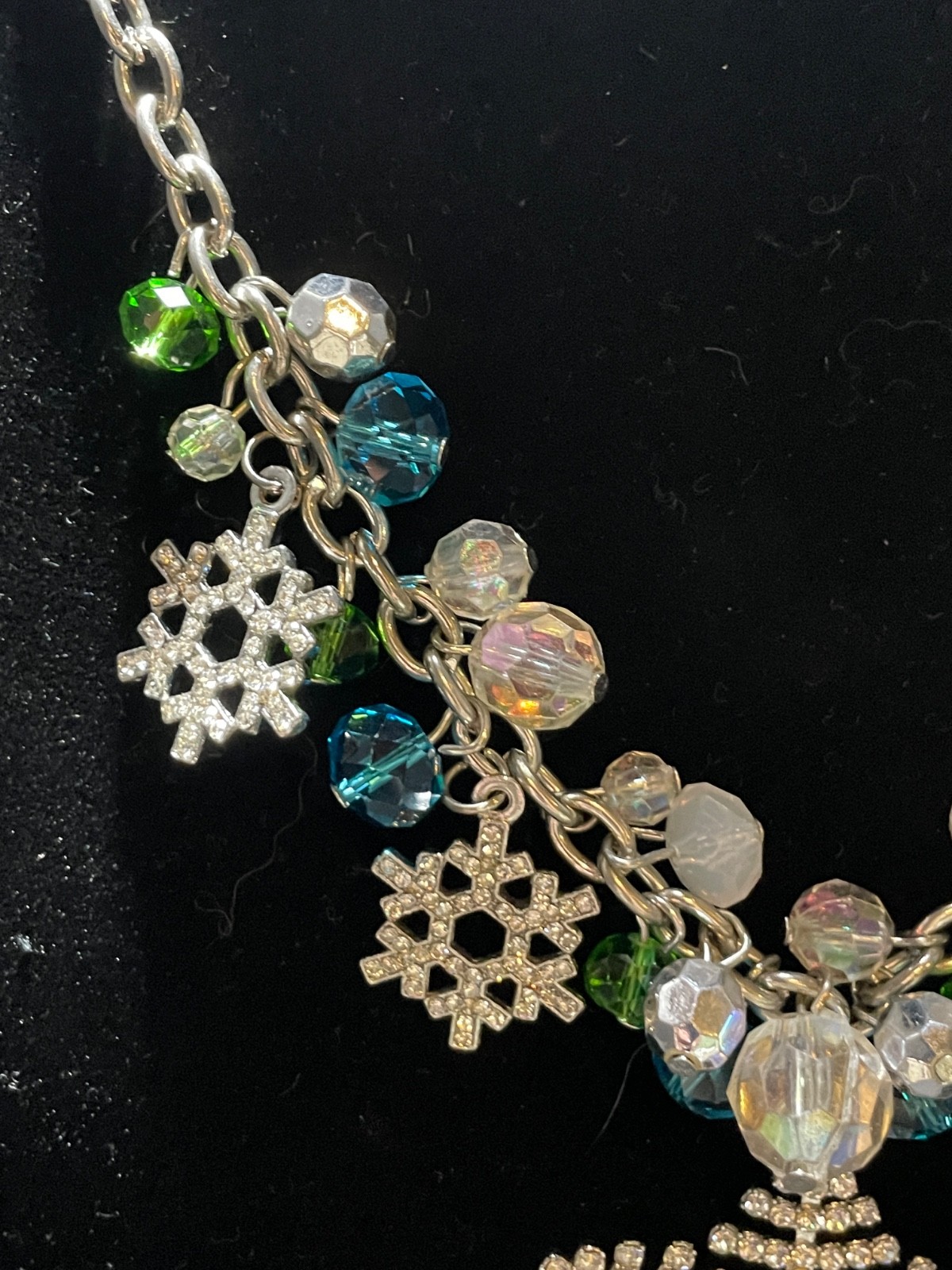 Pier 1 Snowflake Necklace Bracelet Set 19-21″ Holiday Christmas Rhinestone Charm
