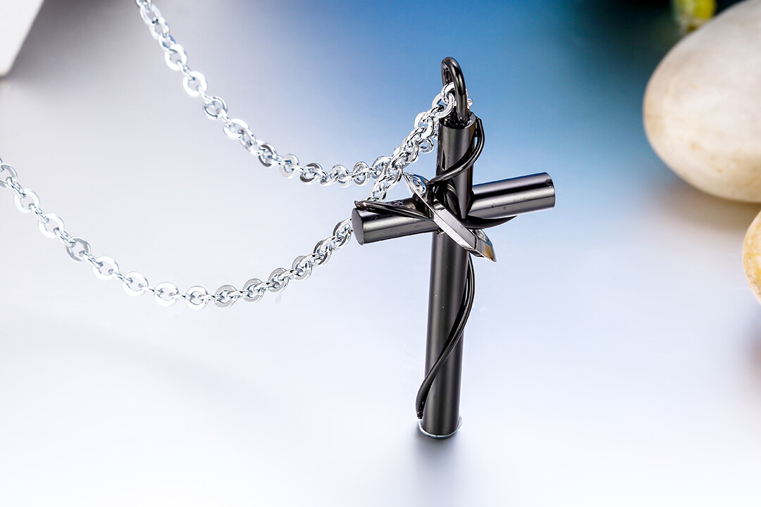 His Hers Stainless Steel Couples Matching Cross Charm Bracelet Pendant Necklace