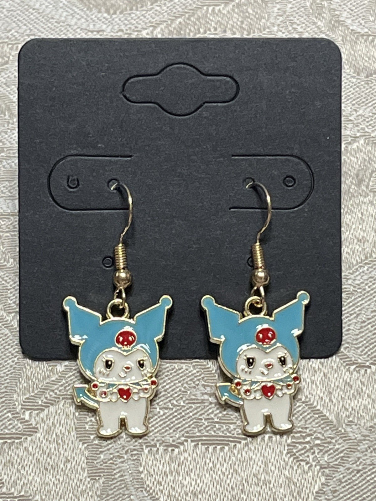 Kuromi Heart Love Cupid Silver Charm Drop Dangle Fun Boho Hello Kitty Earrings