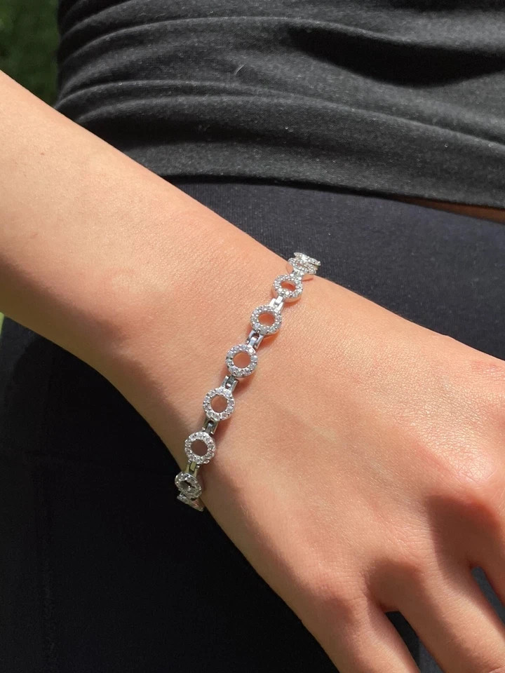 5ct Round Simulated Diamond Stunning Tennis Unisex Bracelet 14kWhite Gold Plated