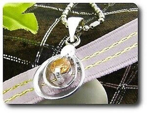 Pendant Orange Sapphire 0 5/32in Gold Plated White 18 K