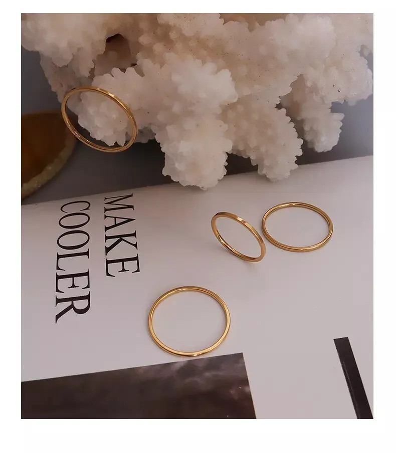 1mm Thin Plain Silver Gold Plated Stainless Steel Wedding Ring Band R59