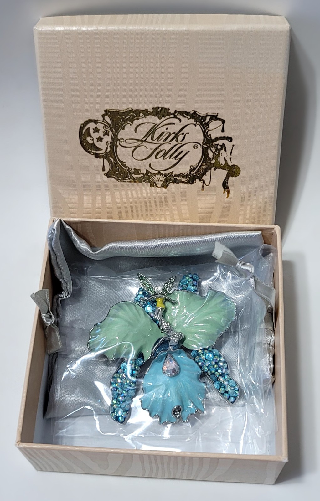 KiRKS FOLLY AFRiCAN QUEEN FAiRY ORCHID PiN / PENDANT Convertible Brooch Silver