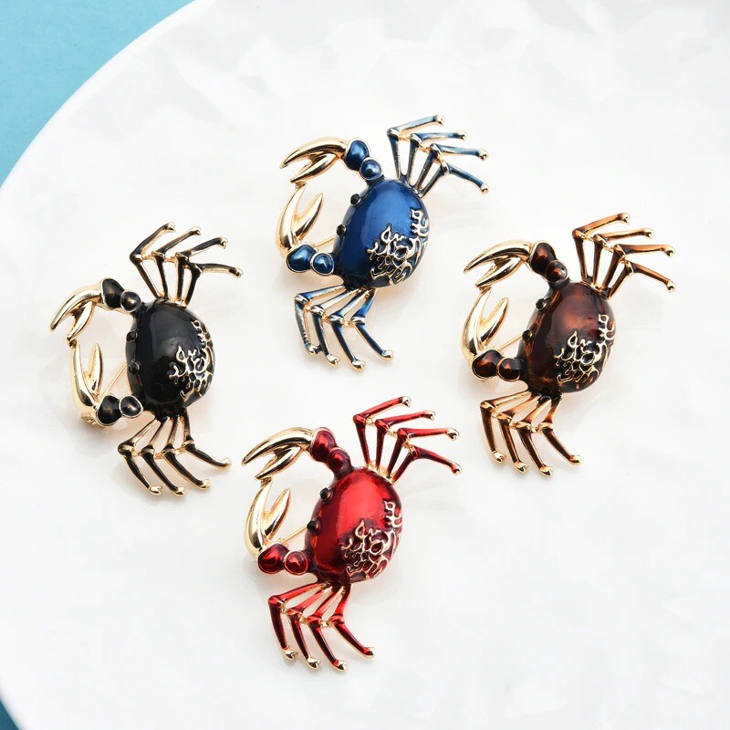 Lovely Crab Brooches For Women Sparking Sea Animal Coat Backpack Gifts Hot Sale