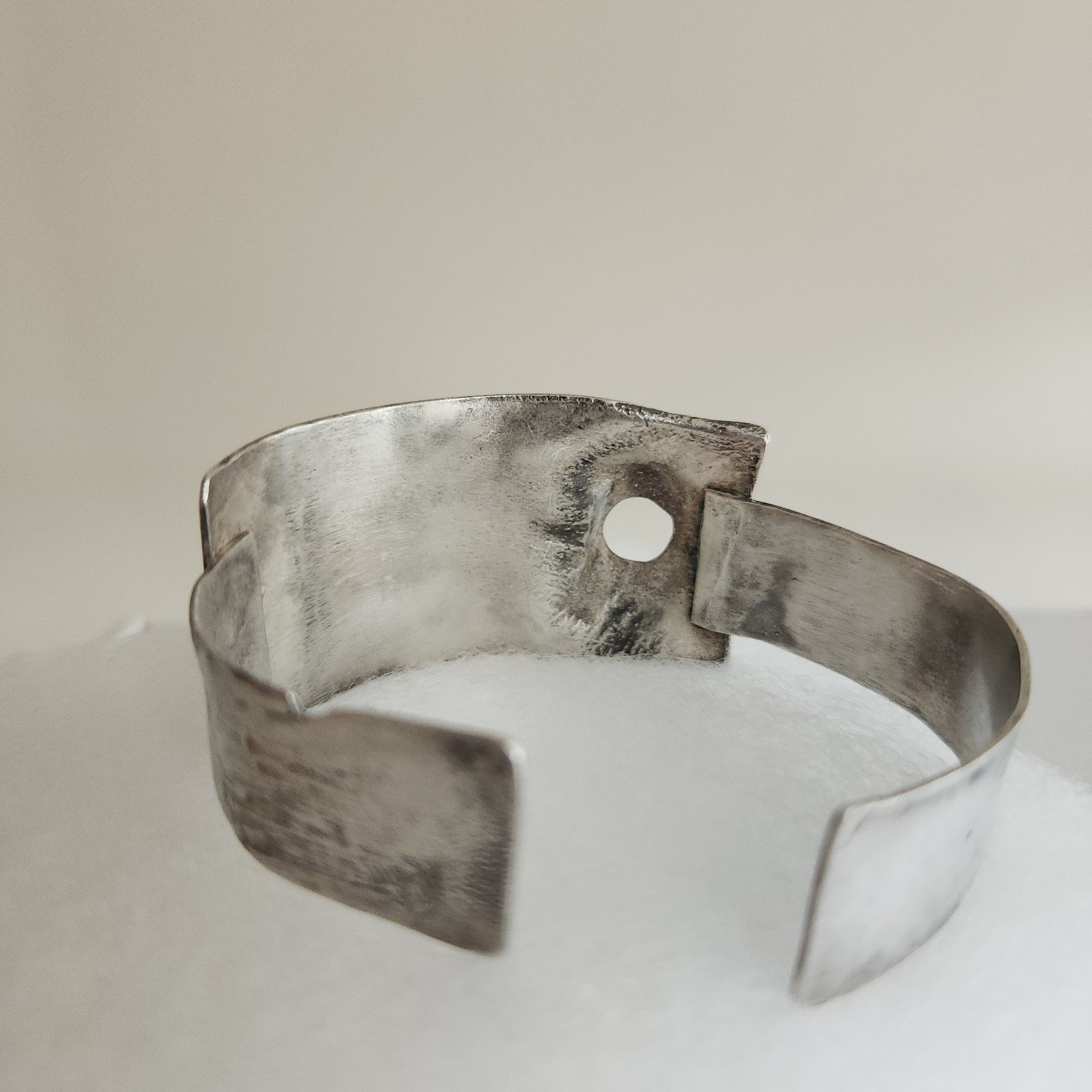 Artisan Sterling Silver Modernist Wide Cuff Bracelet Handmade Studio Jewelry 30g