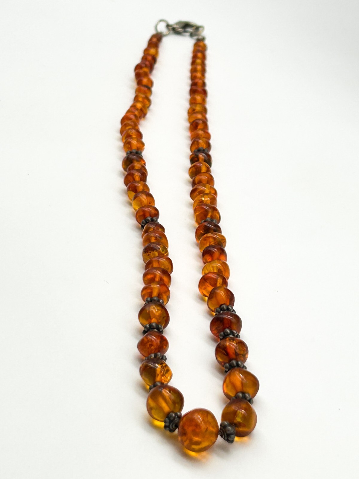 Vintage Baltic Amber Bead Necklace Graduated Honey Cognac Amber 18”