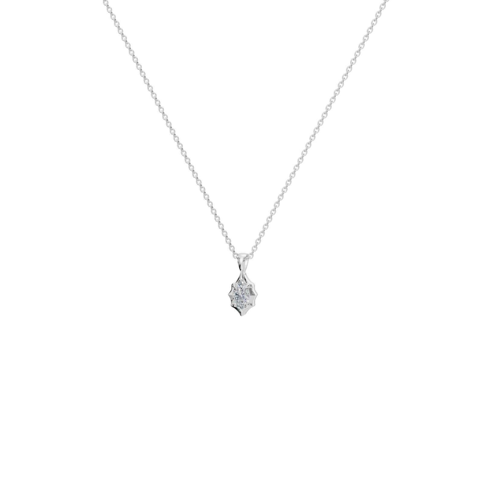 Lab Grown 1.00 Ct Marquise EF VS IGI Certified Diamond Pendant in 14k White Gold