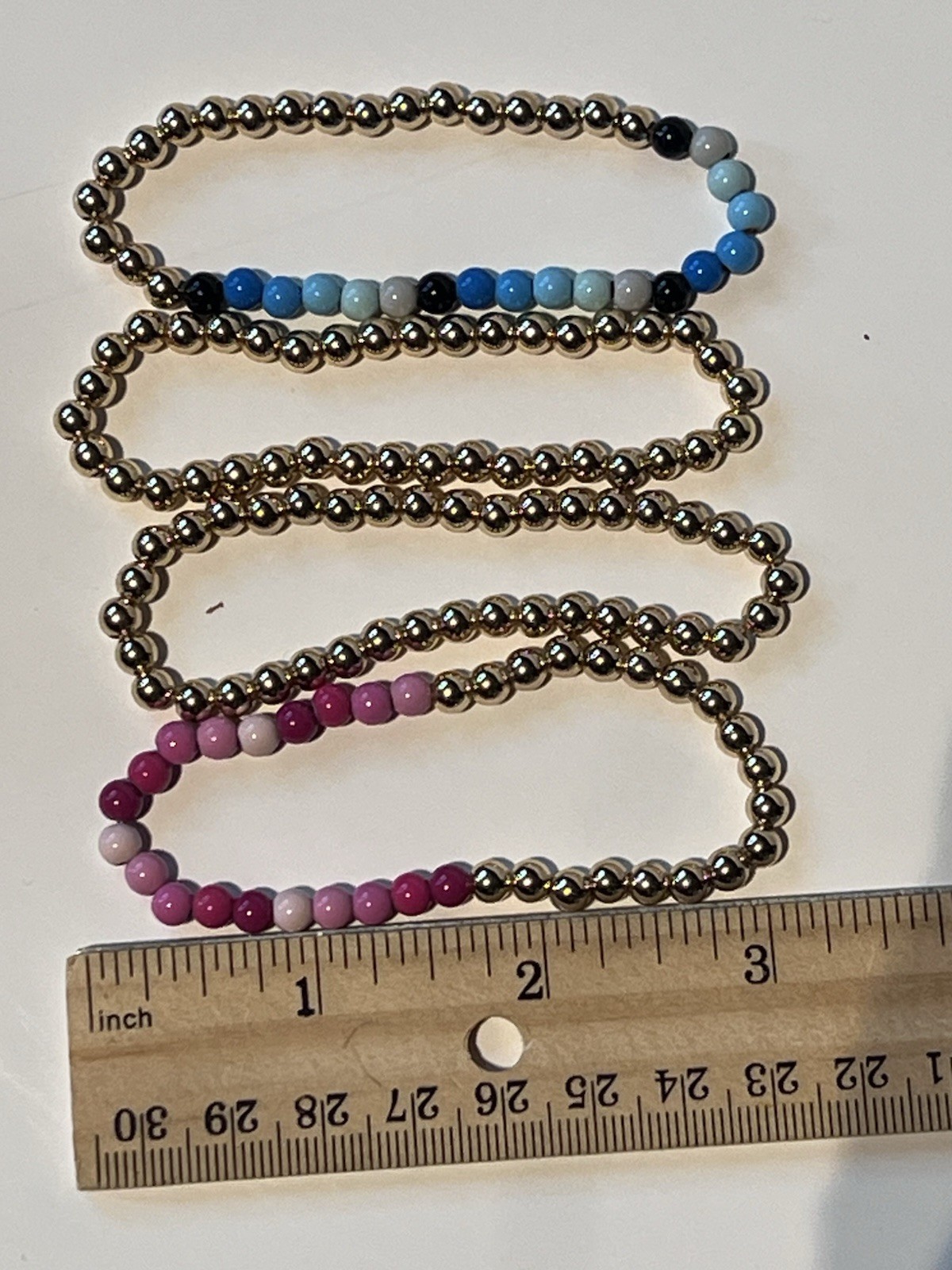 Baublebar Beaded Gold Blue Pink Bracelets Stack Lot 5mm Gold Tone Nordstrom