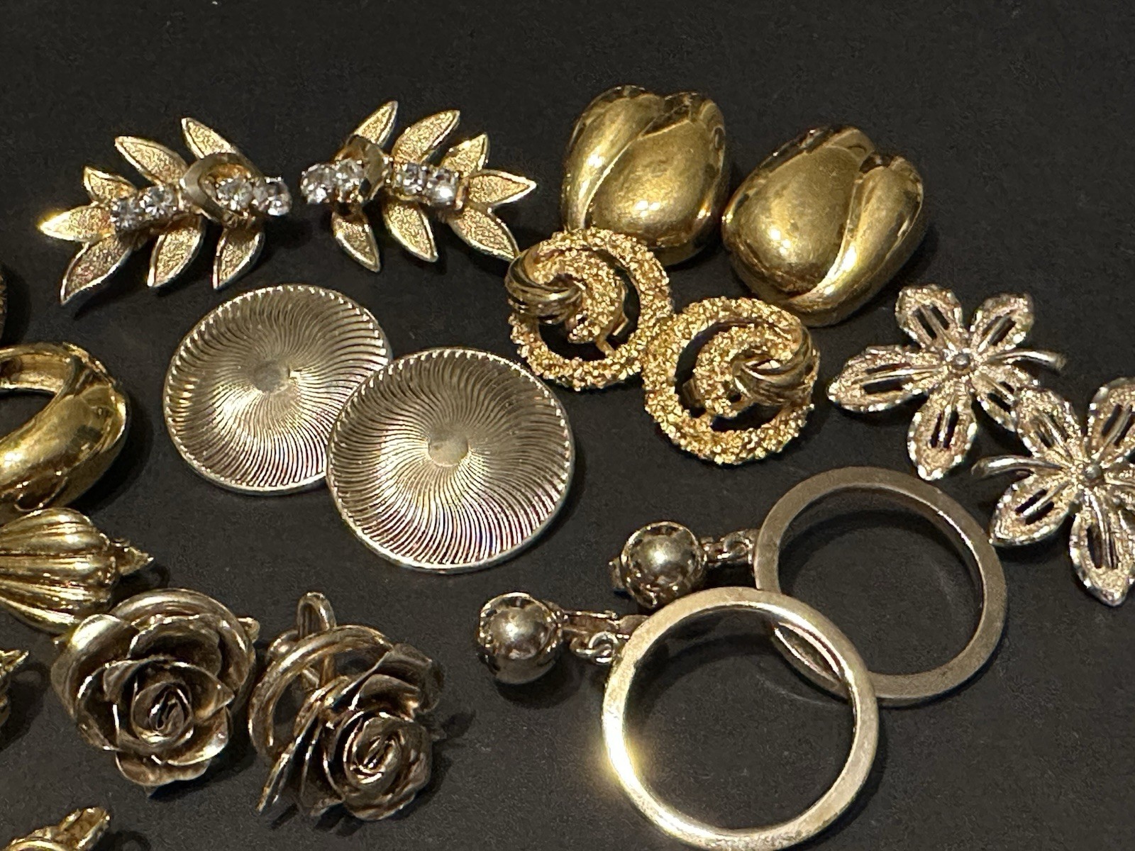 Signed Vintage clip earrings 57 pairs. Trifari, Jomaz, Bogoff and more!