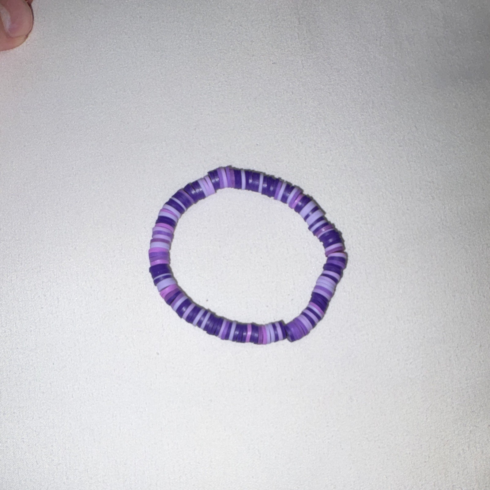 Set of 3 Purple Plastic Round Beaded Stretch Stackable Bracelets w/ Charms