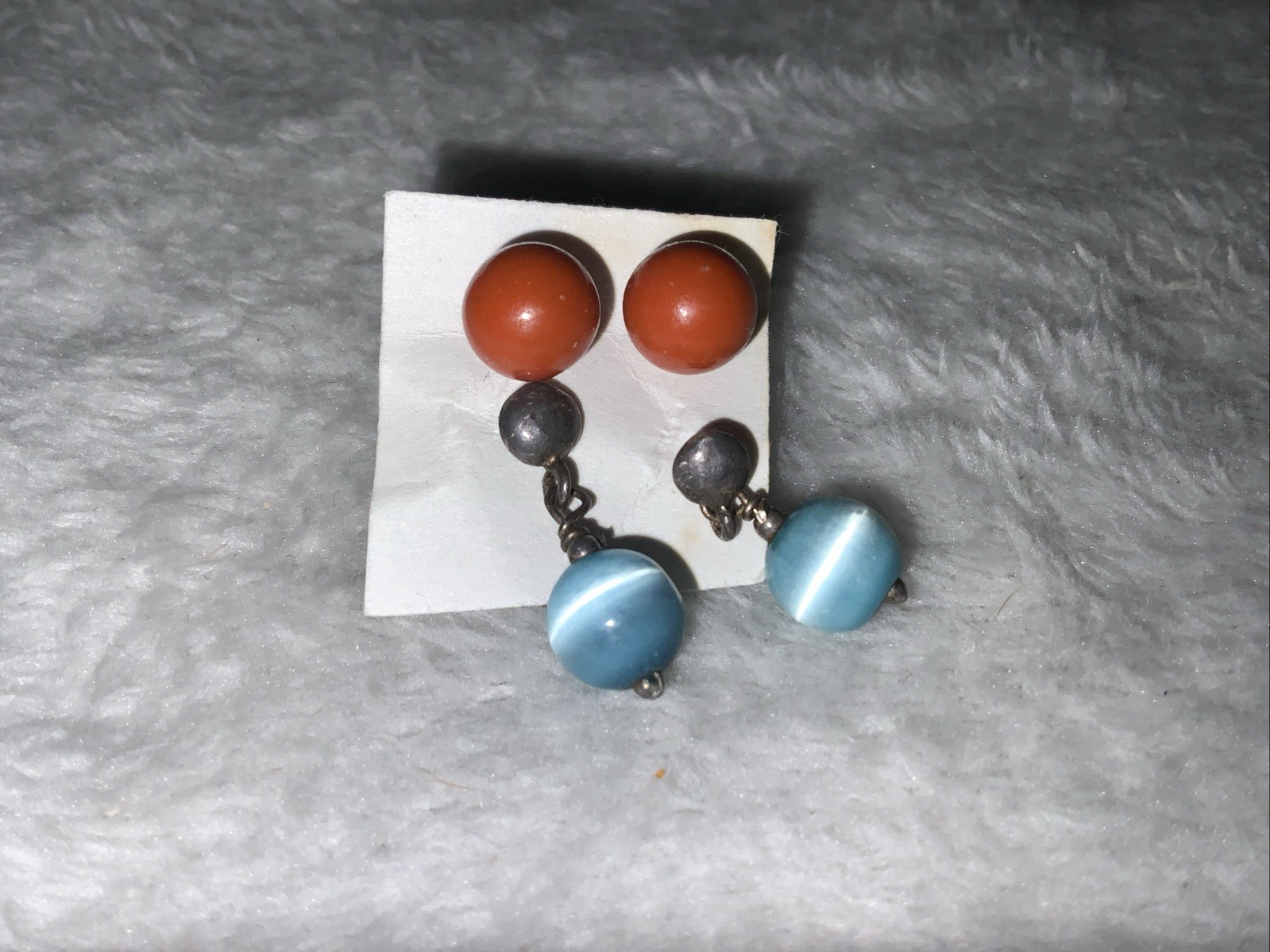 8 Pair Round Ball Stud Earrrings Various Colors & Faux Pearl