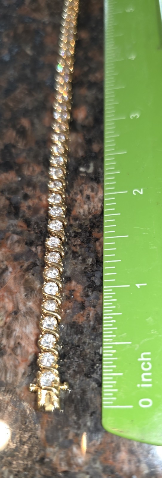 7¼” CZ & Plated Yellow Gold TENNIS BRACELET [no carat stamp]
