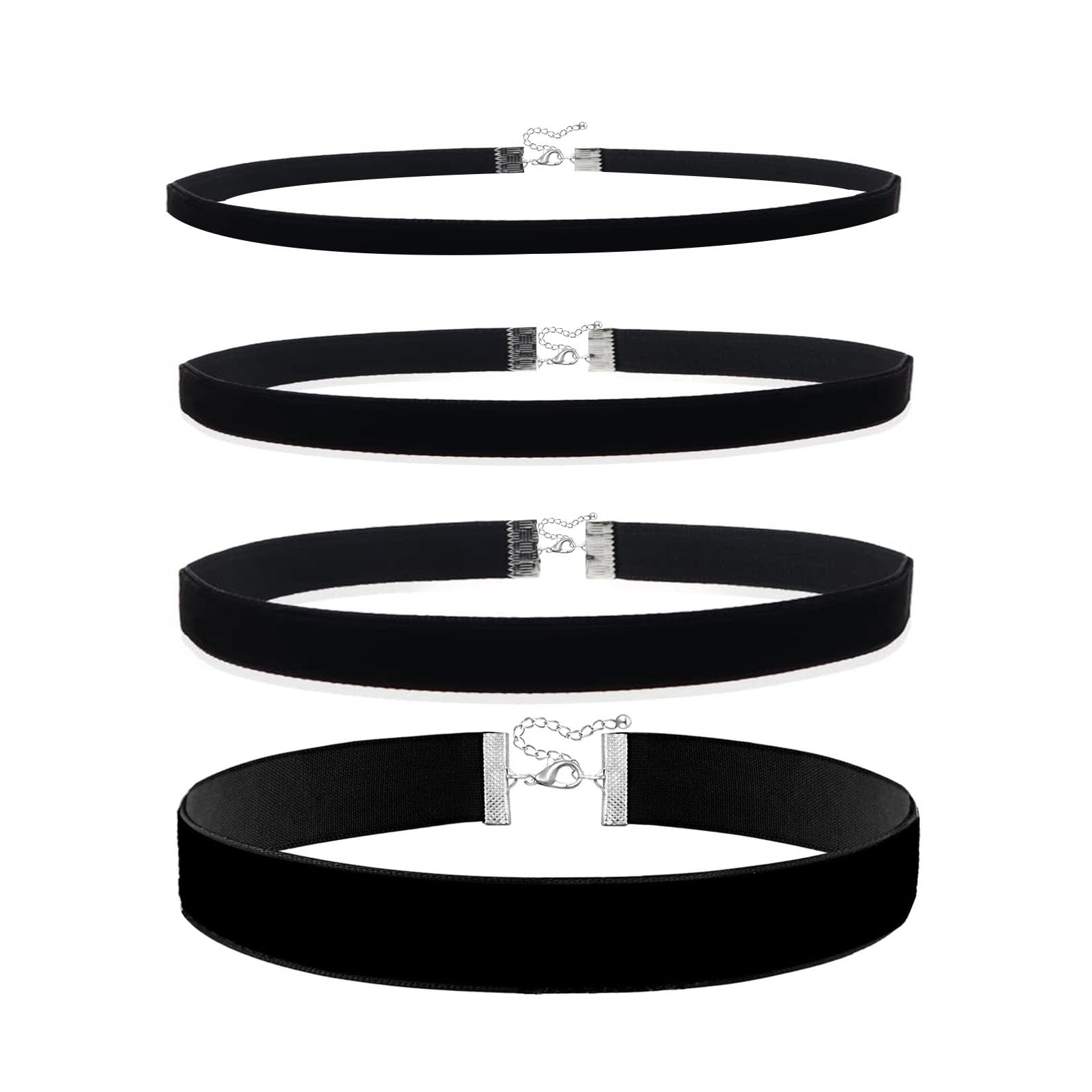 4PCS Black Velvet Choker Necklace for Women Gothic Adjustable Jewelry Set