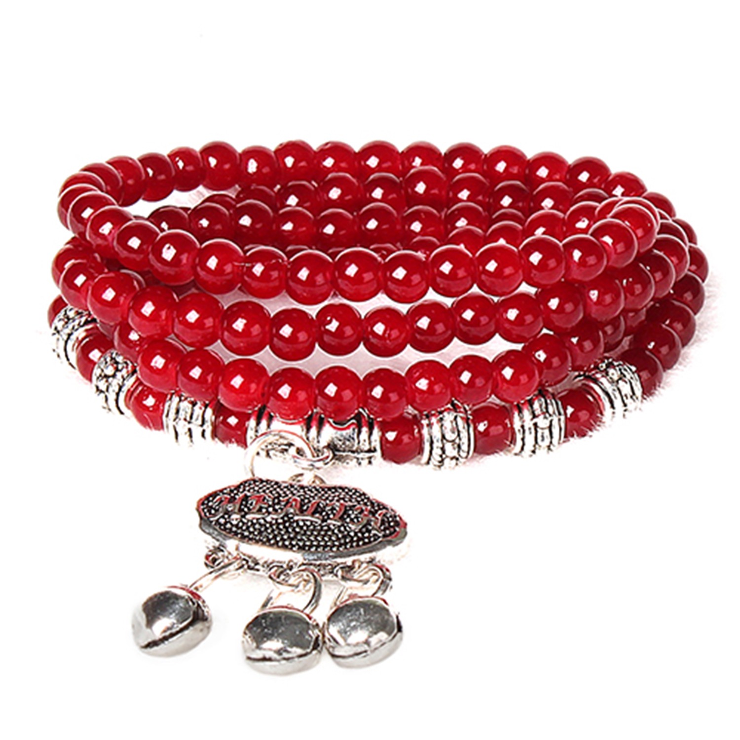 Natural Red Agate Beaded Bracelet Good Luck Healing Crystal Gemstone