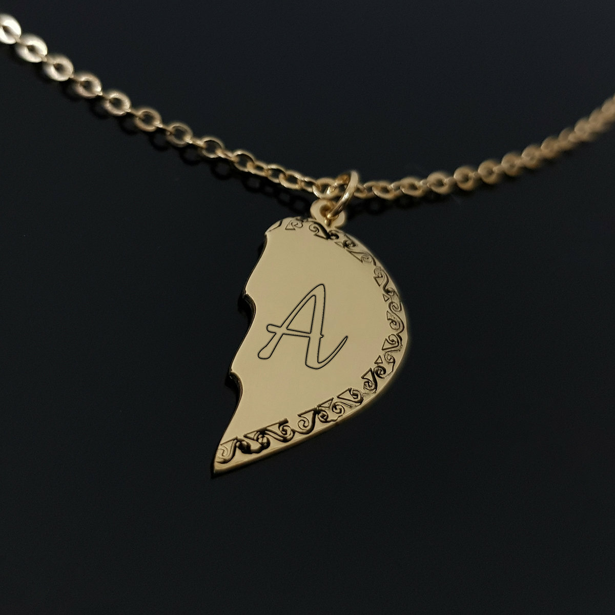 Personalized Him And Her Necklace Custom Couples Jewelry Set Initial Pendants
