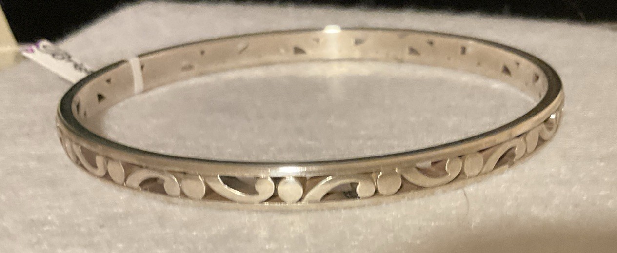 ICONIC SWIRLS! STUNNER NWT BRIGHTON CONTEMPO SLIM OPEN SCROLL BANGLE BRACELET