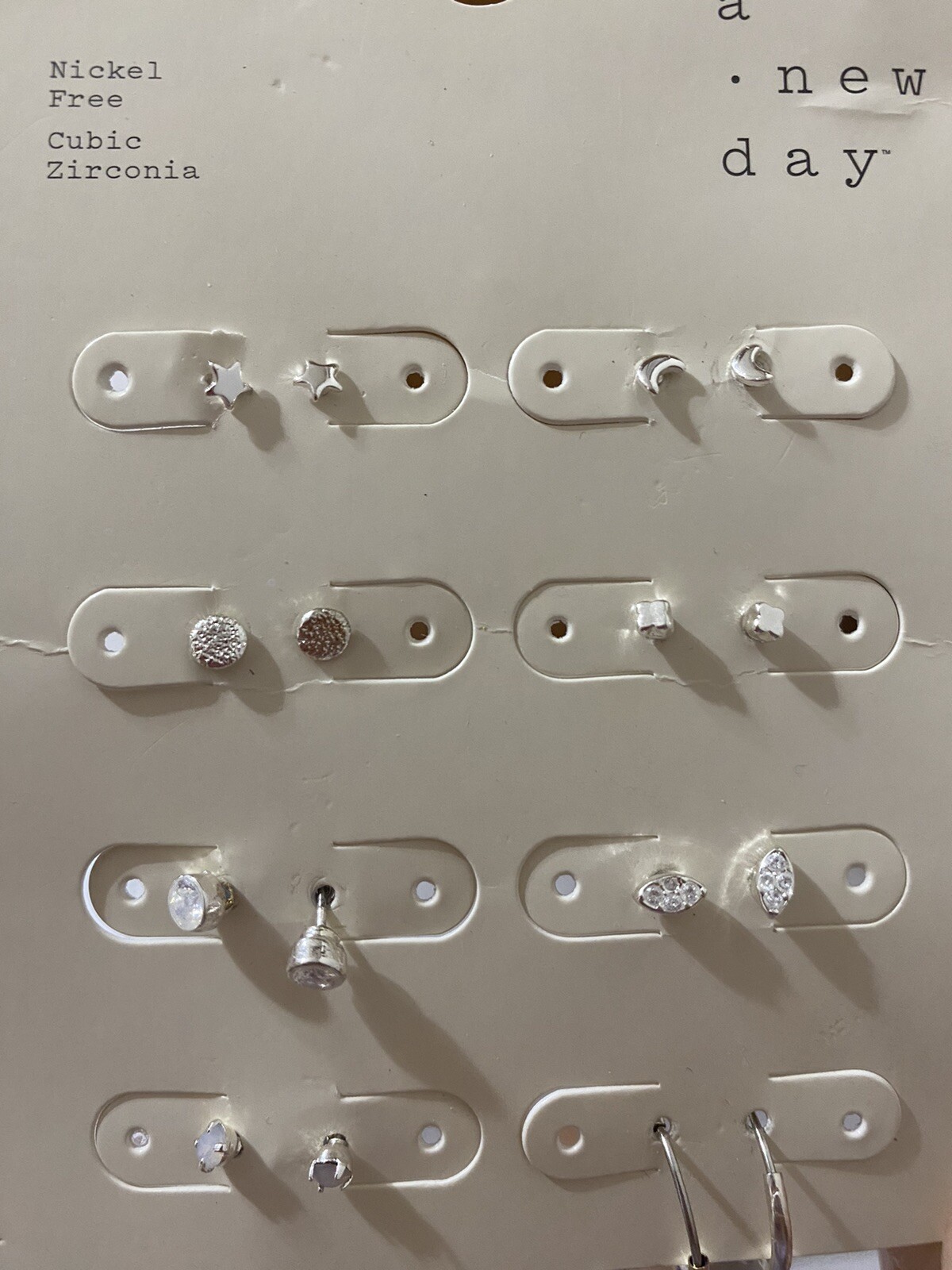 New Women’s A New Day Mini Hoop & Stud Earrings 8 Pair Nickel Free CubicZerconia