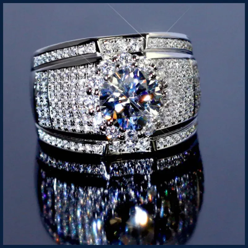 Milangirl Sterling Silver Big Zircon Stone Ring Unisex