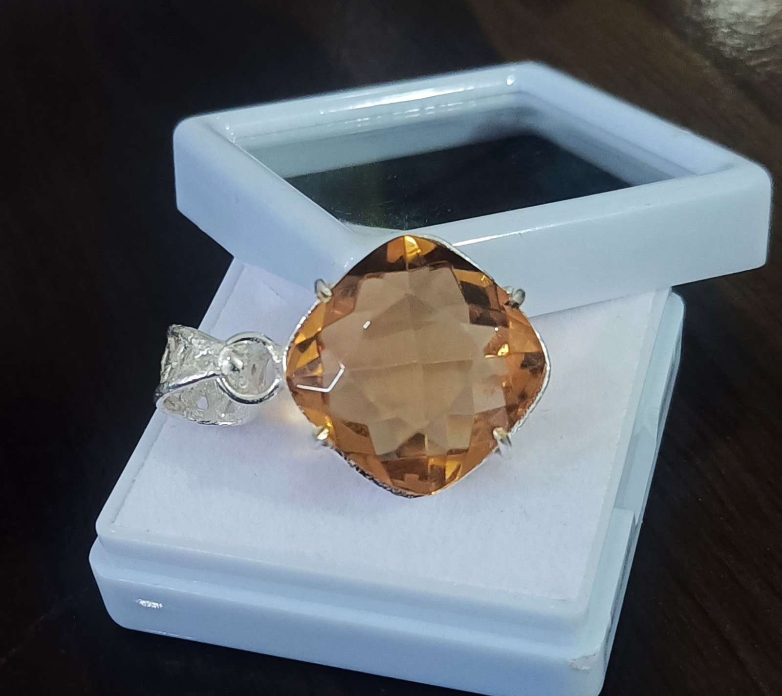 Certified Natural Brown Citrine Gemstone 925 Sterling Silver Pendant 31.55 Ct