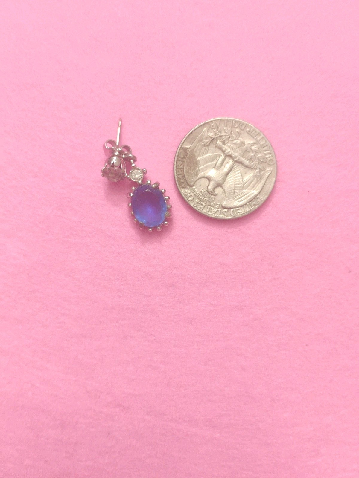 Vintage Avon Majestic Princess Faux Sapphire 125th Earrings. Very Good Condition