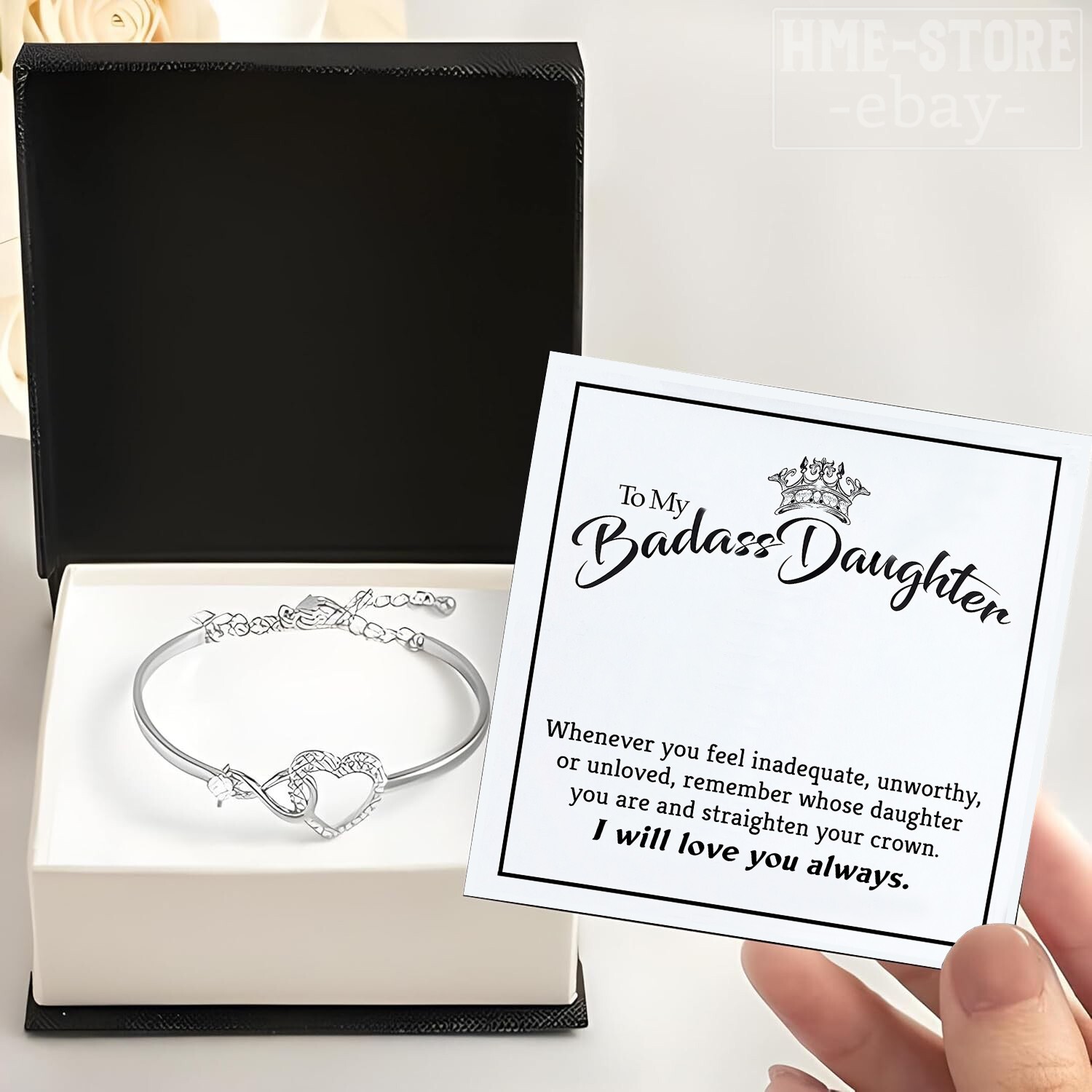 To My Badass Daughter Bracelet Heart Jewelry Encourage Gift I Love You Girls
