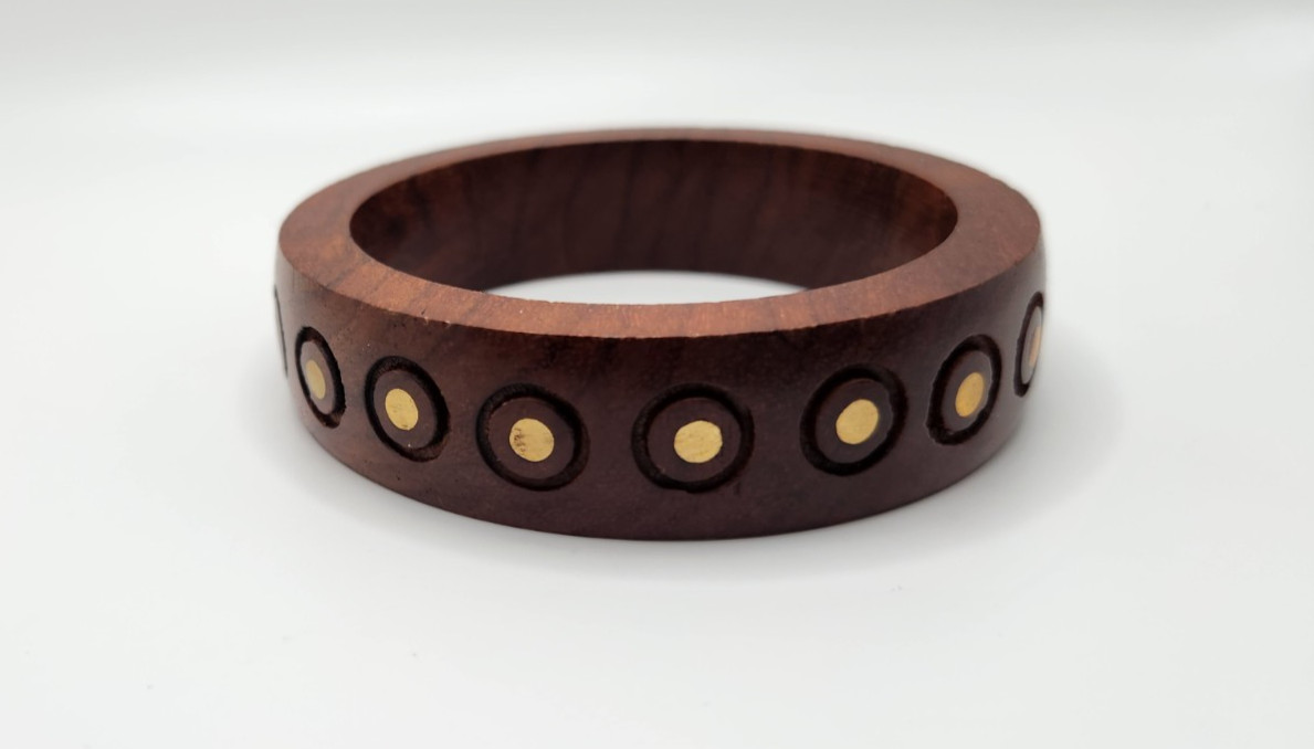 Wood and Brass Boho Style Bangle Bracelet