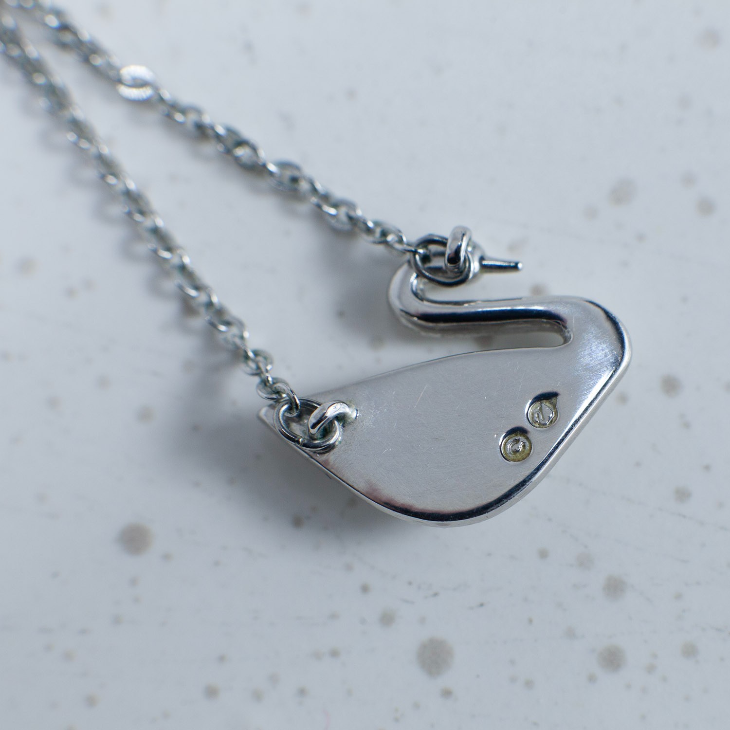 Swarovski Swan Necklace Crystal Pearl Silver Tone Chain 15” + Extender