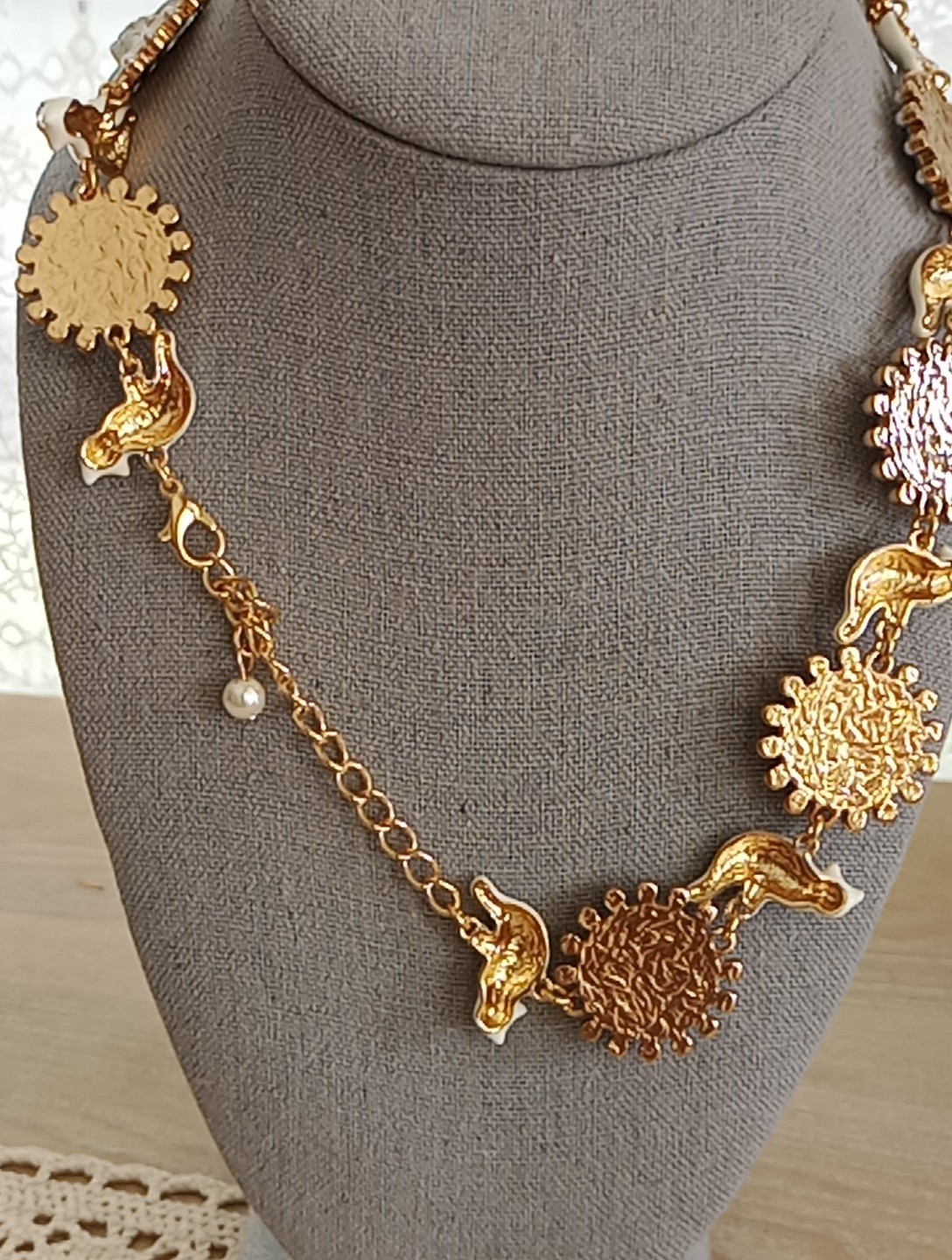 Kirks Folly Unsigned Angle Enamel Necklace