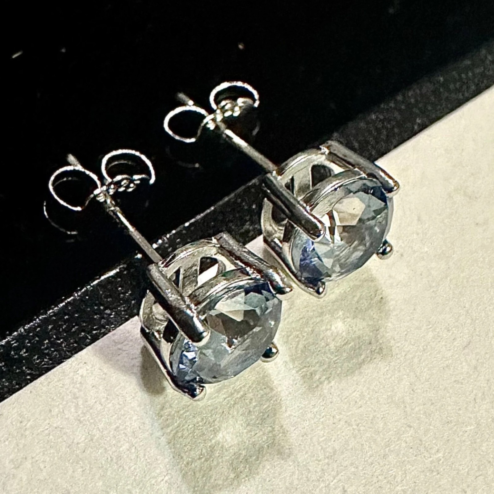 Tanzanite CZ Stud Earrings 6mm 925 Sterling Silver Round Gift For Her