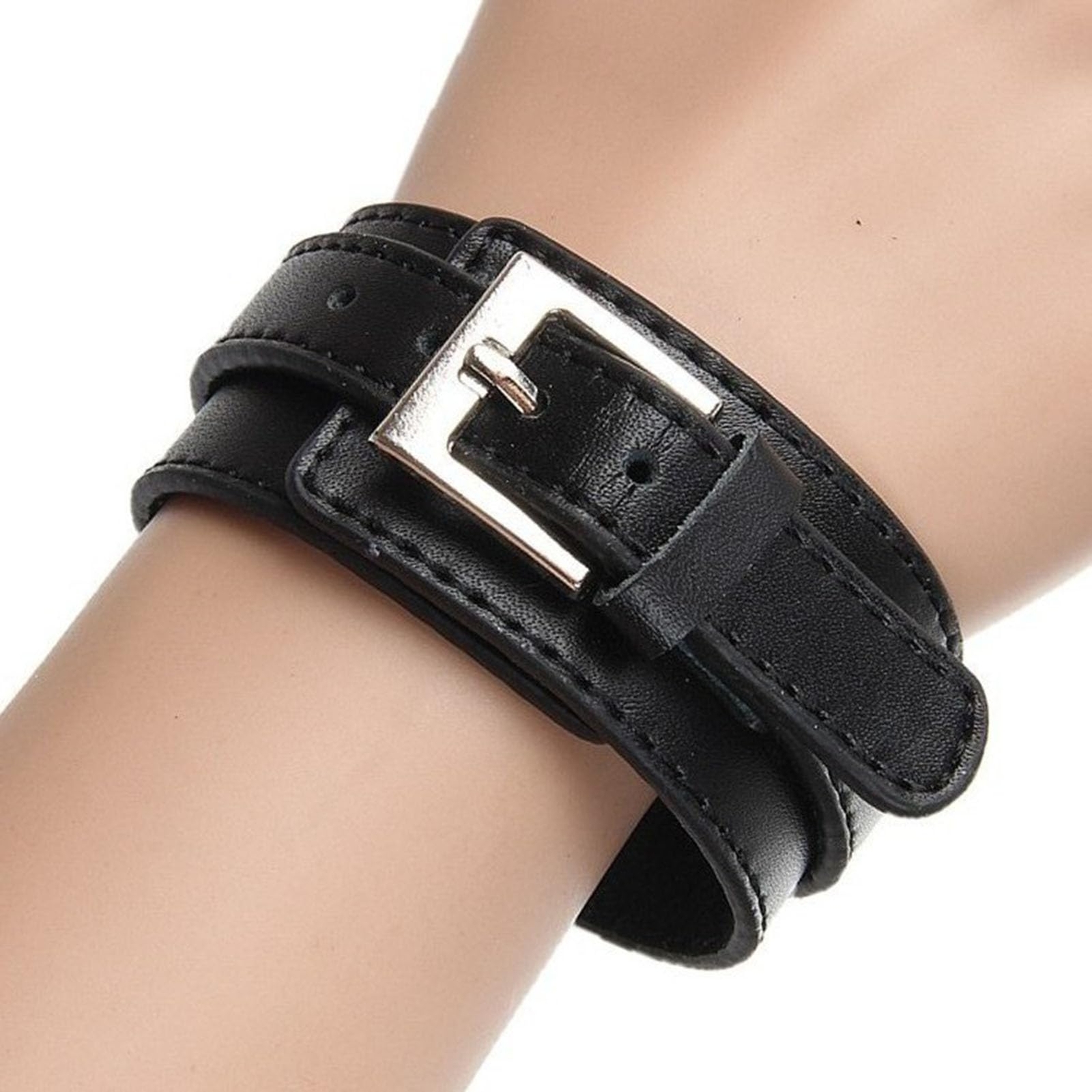Men Leather Bracelet Adjustable Retro Punk Pin Buckle Male Cuff Bangle Best Gift