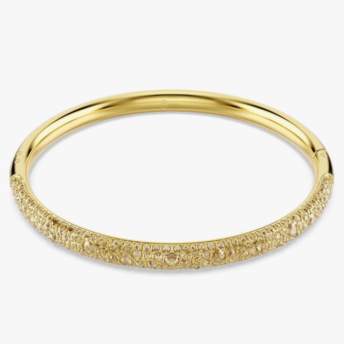 Swarovski Stone Bangle Gold Tone Pave Crystal Hinge Bracelet M 5032848 No Stamp