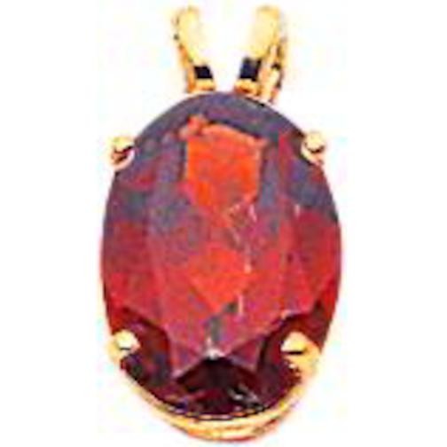 14K Yellow Gold Oval Garnet January Pendant Jewelry 13.1mm x 7.3mm