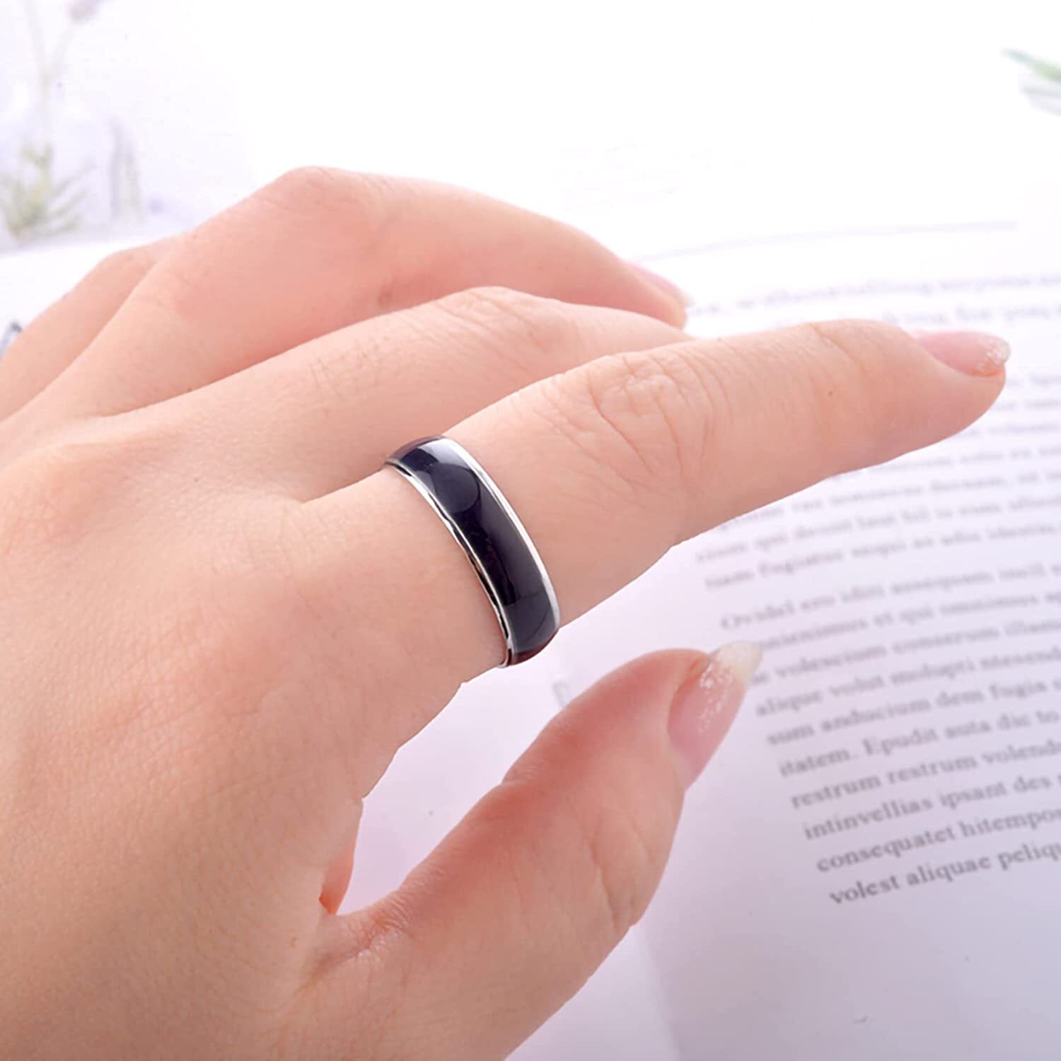 Stainless Steel Temperature Color Changing Wedding Band Mood Ring Gift Unisex