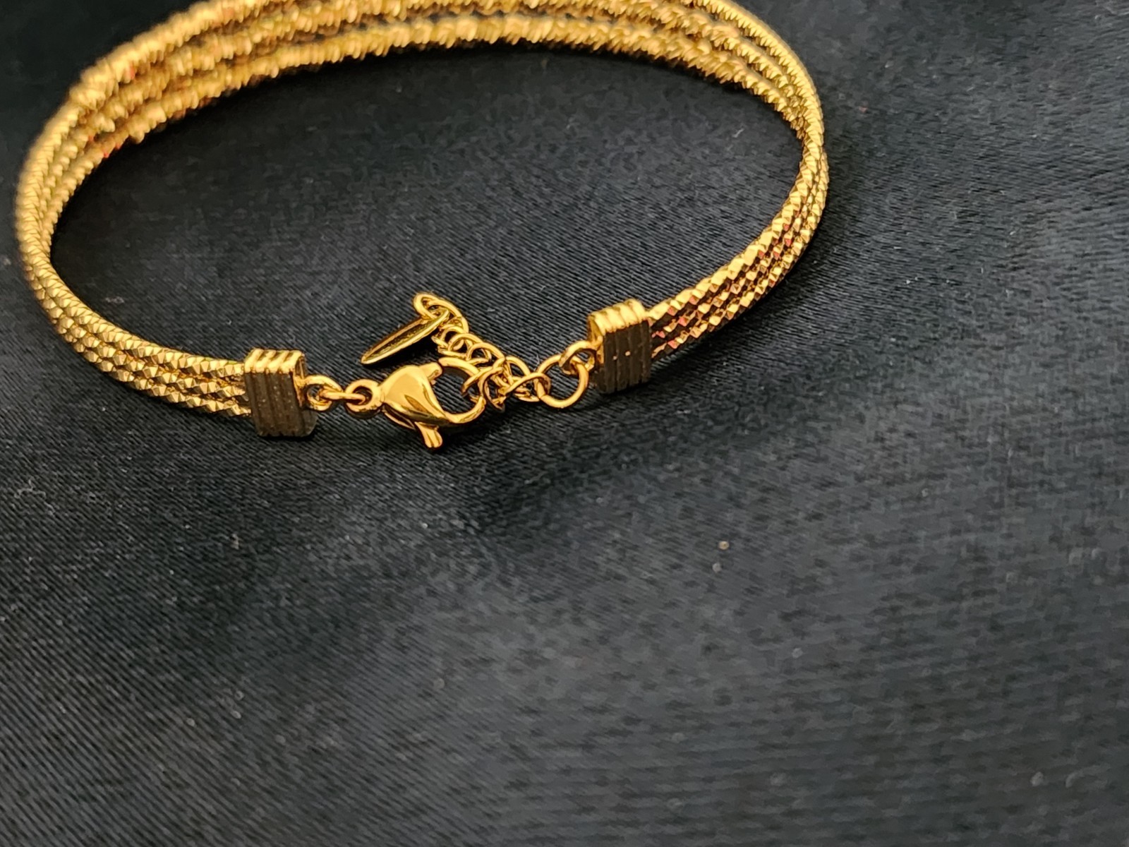 Gold Tone Triple Rope Multi-Strand Chain Bracelet, Lobster Clasp