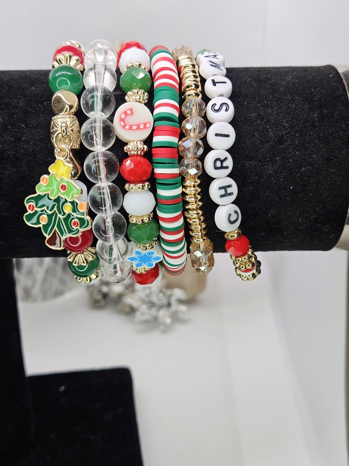 Joyful Christmas Colored Set Of 6 Bracelets Bundled For Xmas Gifts