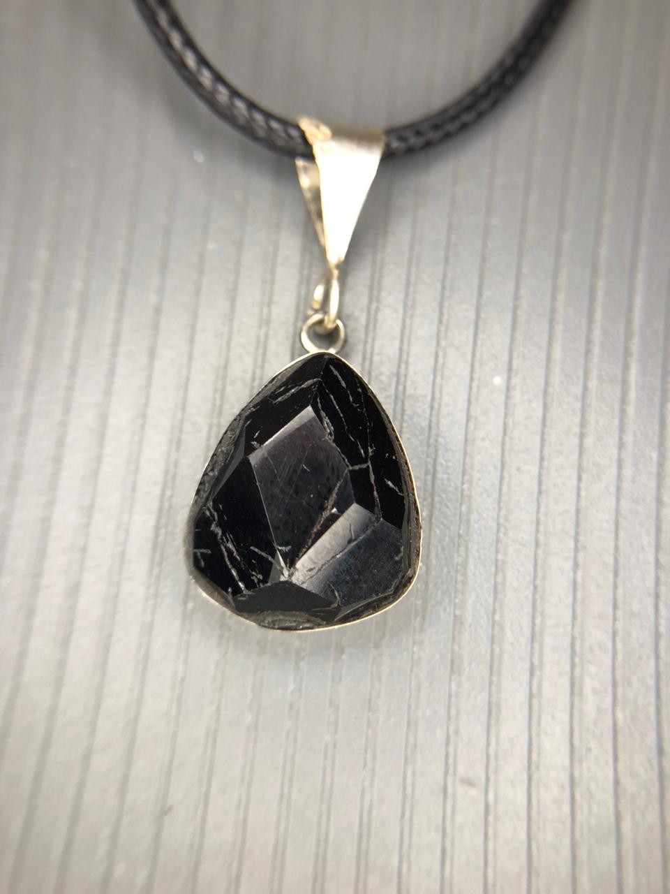 Natural Black Tourmaline Rose Cut Pendant Handmade Gemstone from Afghanistan