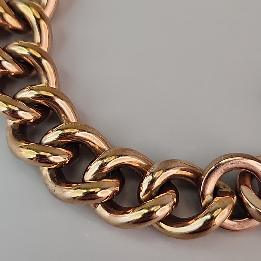Michael Kors Chain Bracelet Round Logo Charm Chunky Copper Colored 7″