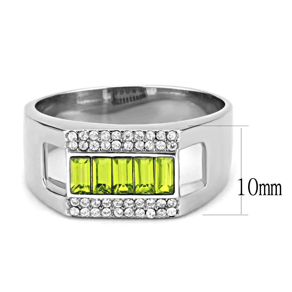 DA289 – High polished (no plating) Stainless Steel Ring with Top Grade Crystal