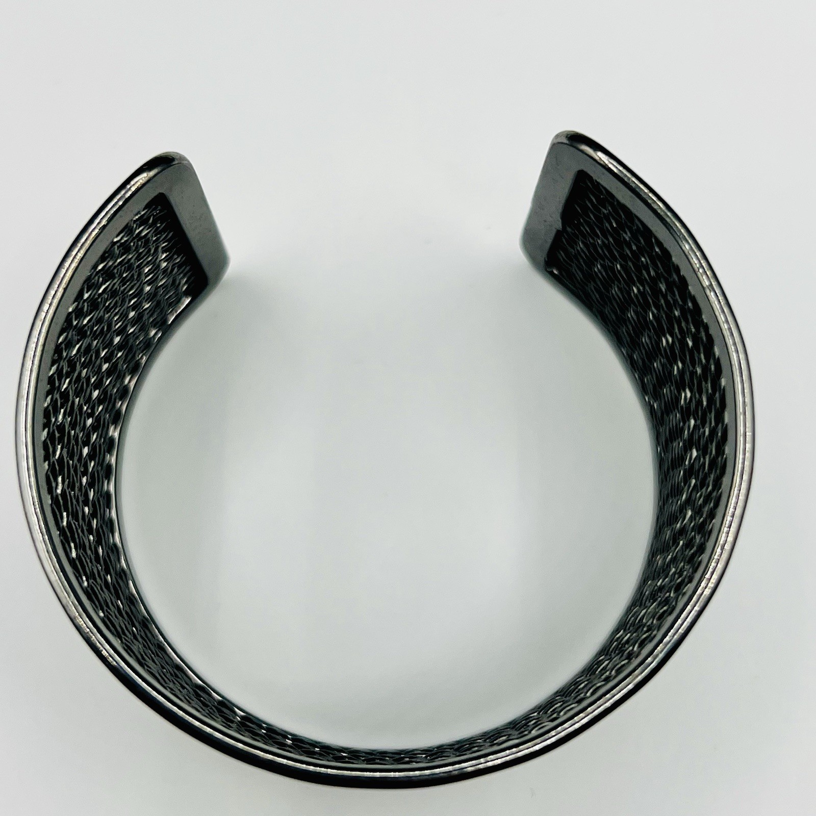 Gunmetal Rope Chain Wide Cuff Bracelet Mesh Wrap Modern Statement