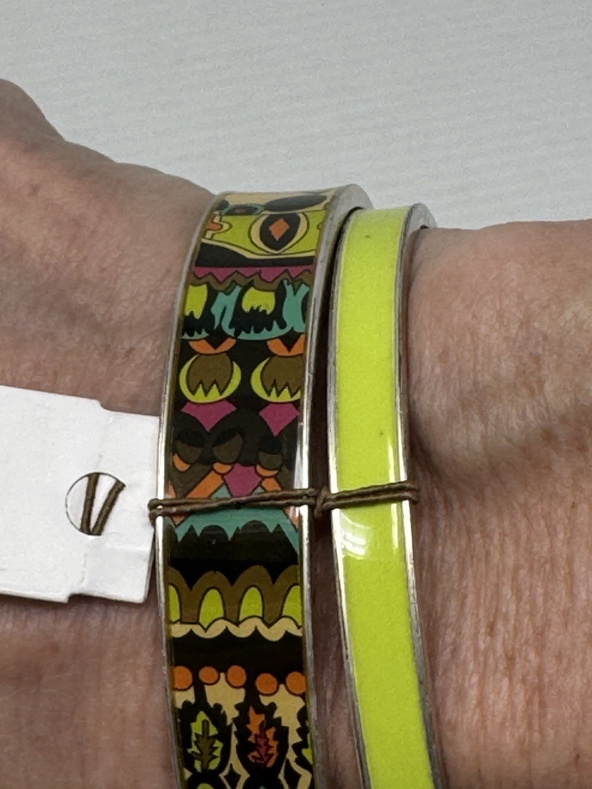 Sakroots Lime Green & Multicolor Bangle Bracelets Lot Of 2 Set Fashion Peace