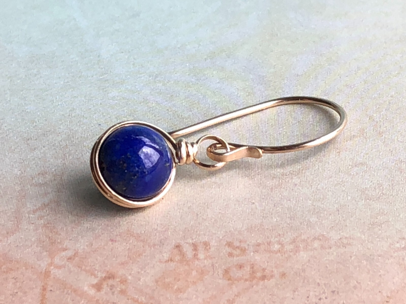 Gold Filled and Lapis Lazuli Earrings, Lapis Lazuli Modern Dangle Earrings