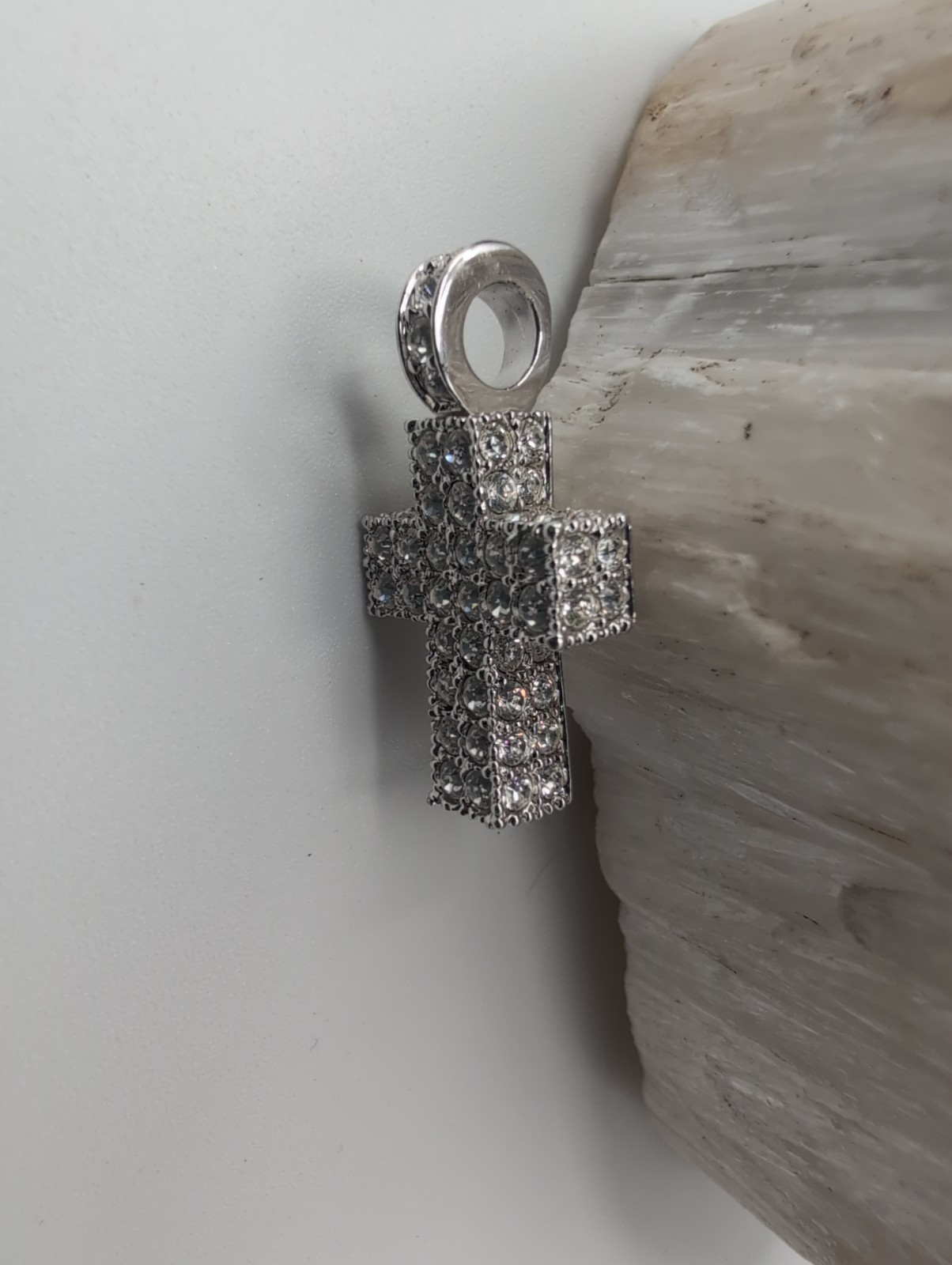 Swarovski Rhodium Plated Crystal pavé Cross Pendant