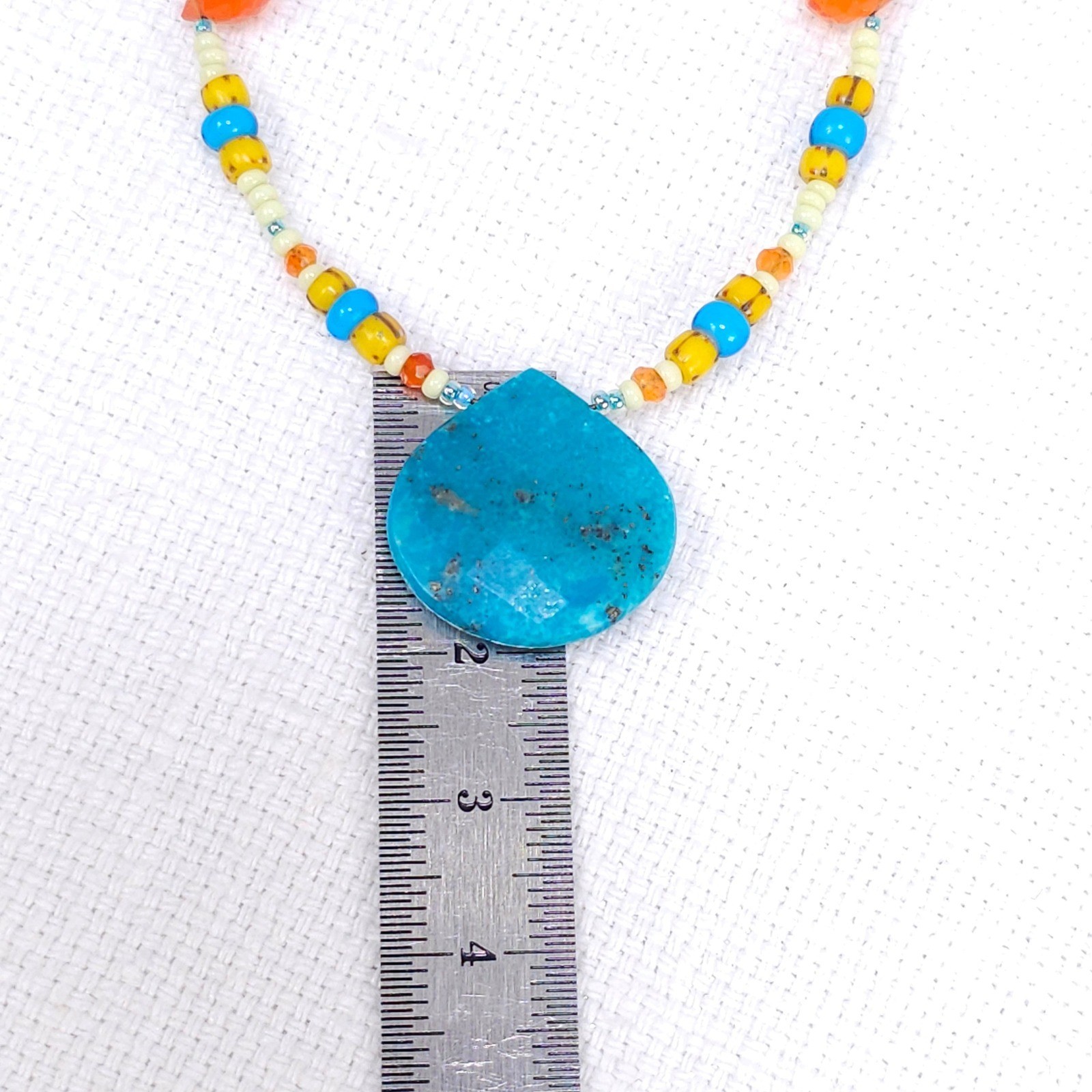 Genuine Turquoise Teardrop Beaded Necklace Southwestern Vibes Artisan Handmade