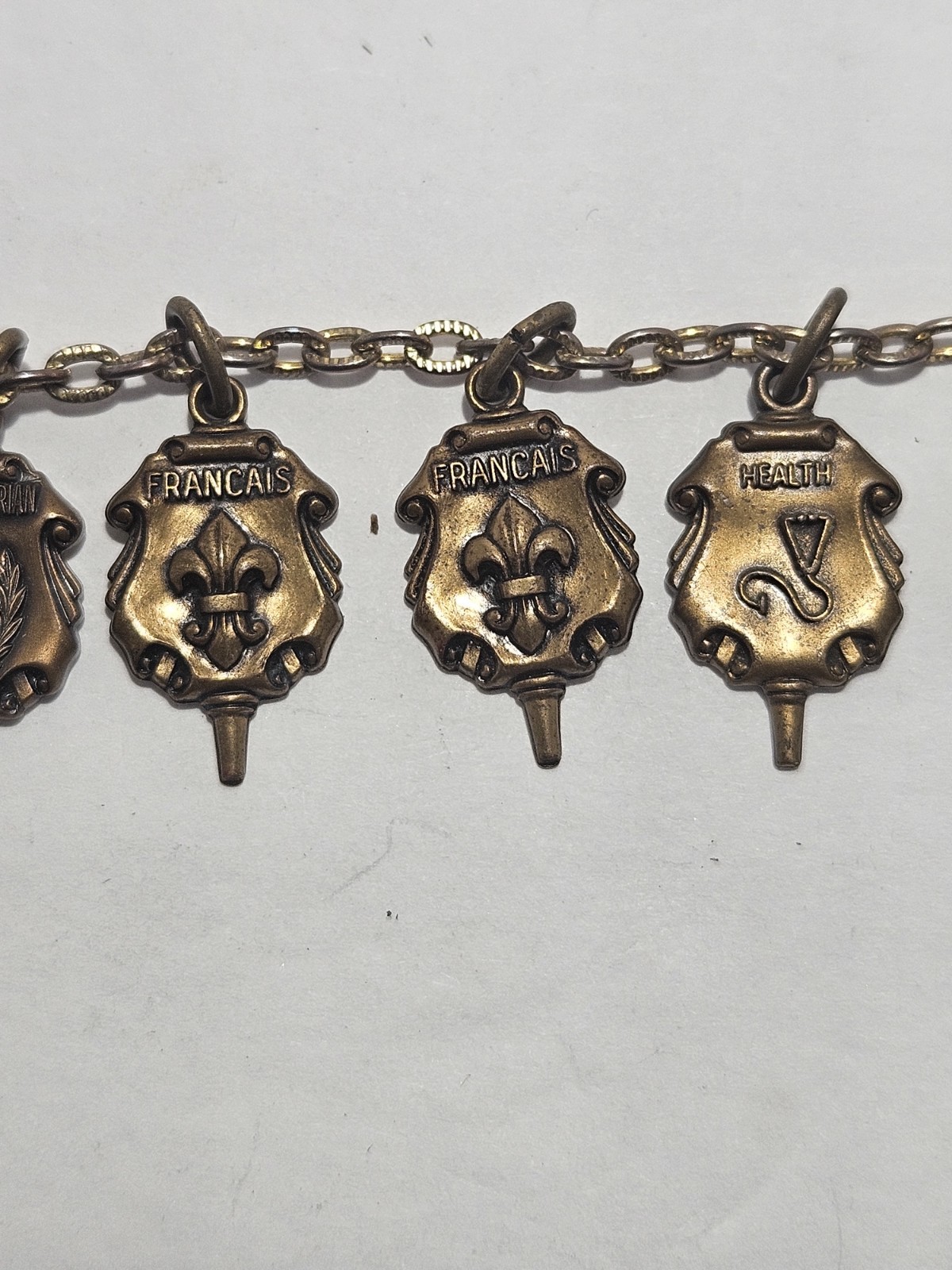 Vintage Jostens Academic Achievement Charm Necklace 9 Charms Scholarship
