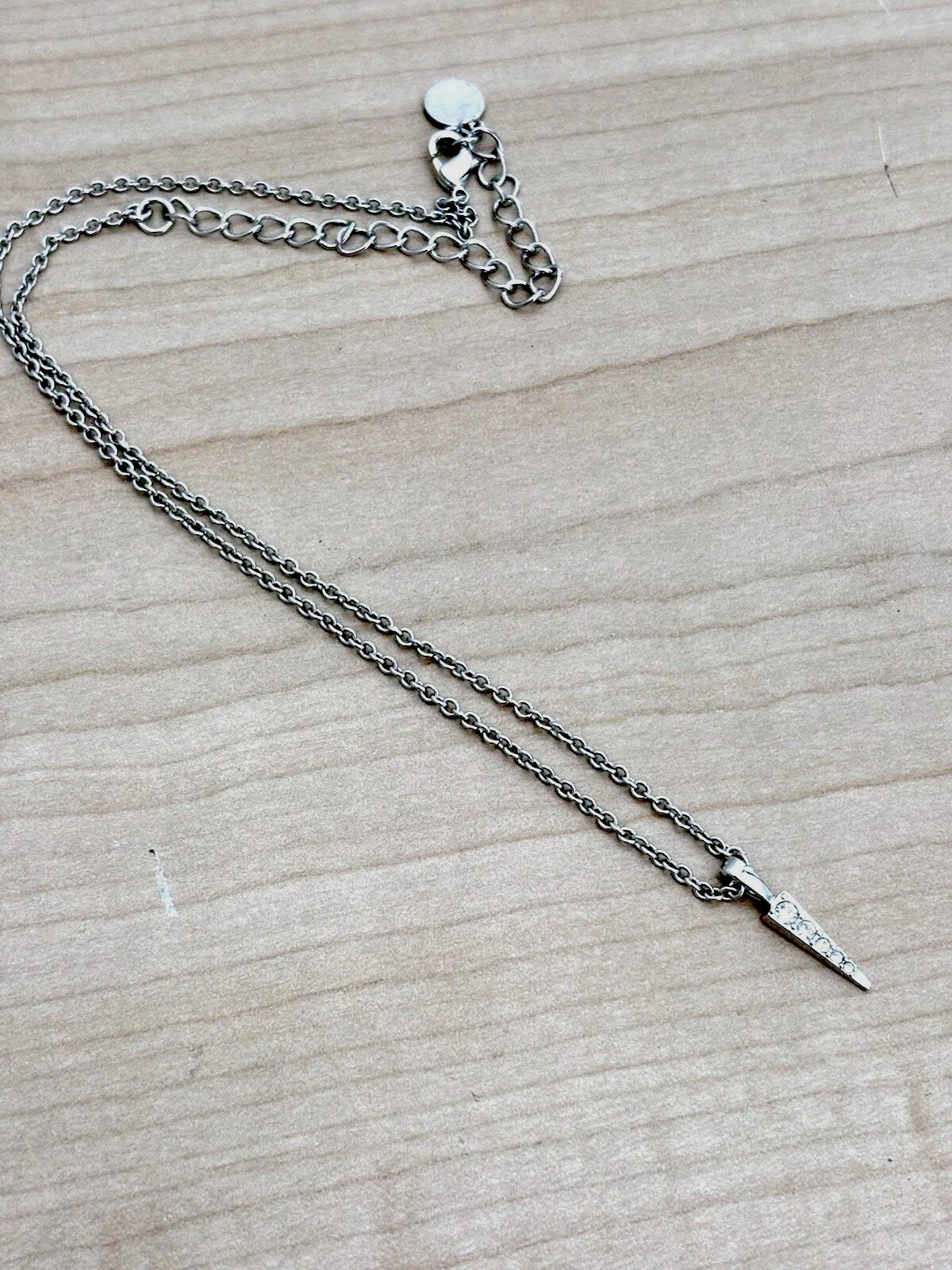 Crystal Rhinestone Stiletto Necklace/ Silver Tone/ Very Good Used Condition