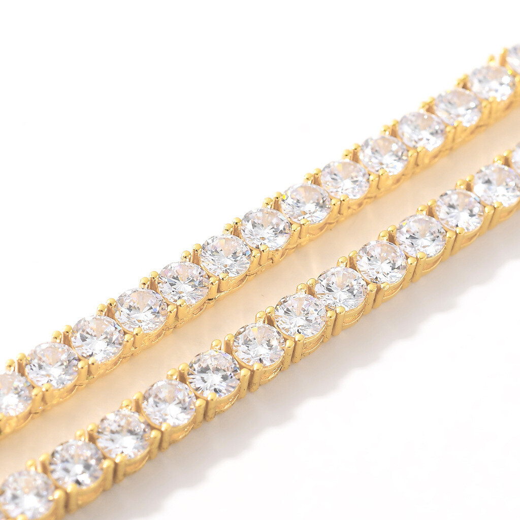 6″-24″ Hip Hop Necklace Bracelets 5A CZ Diamonds Real Gold Plated Tennis Chain