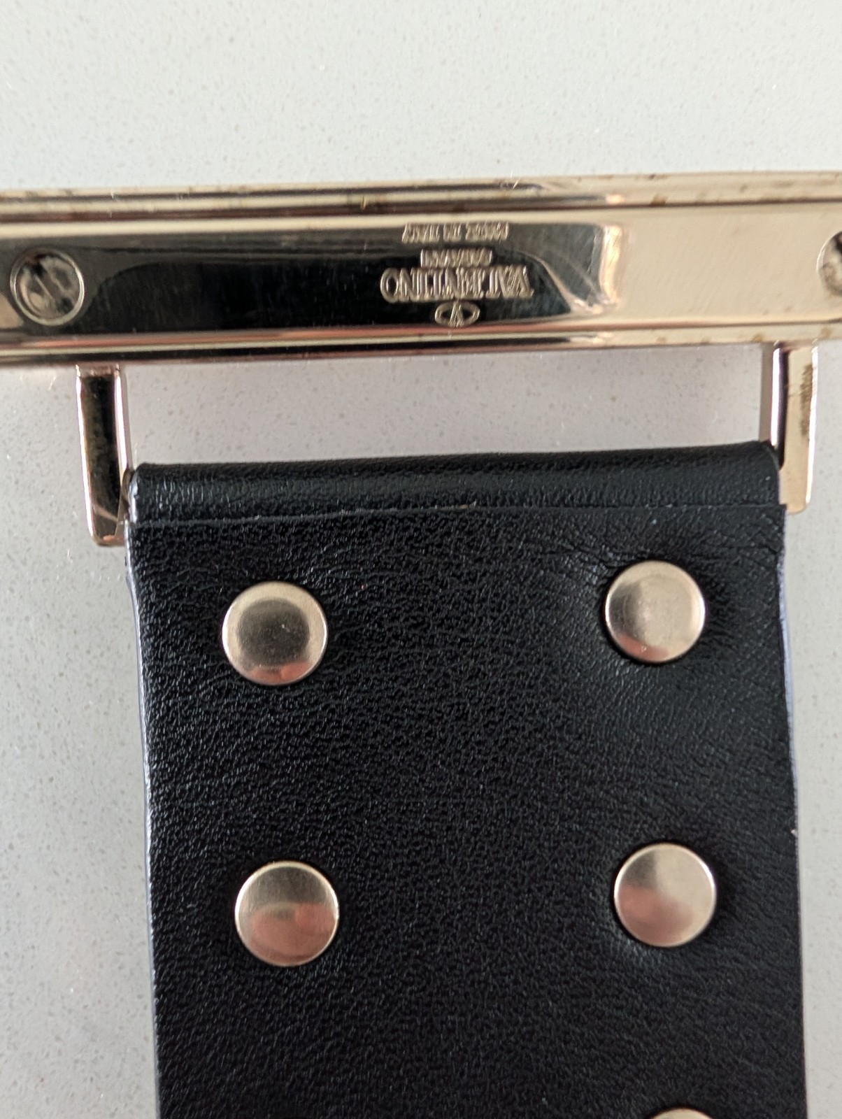 VALENTINO Black Leather Rockstud Wide Cuff Bracelet s Small