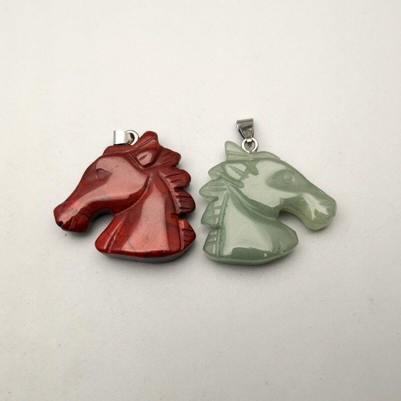 12pcs/lot stone Horse head mixed Pendants & necklaces charm Animal pendant DIY