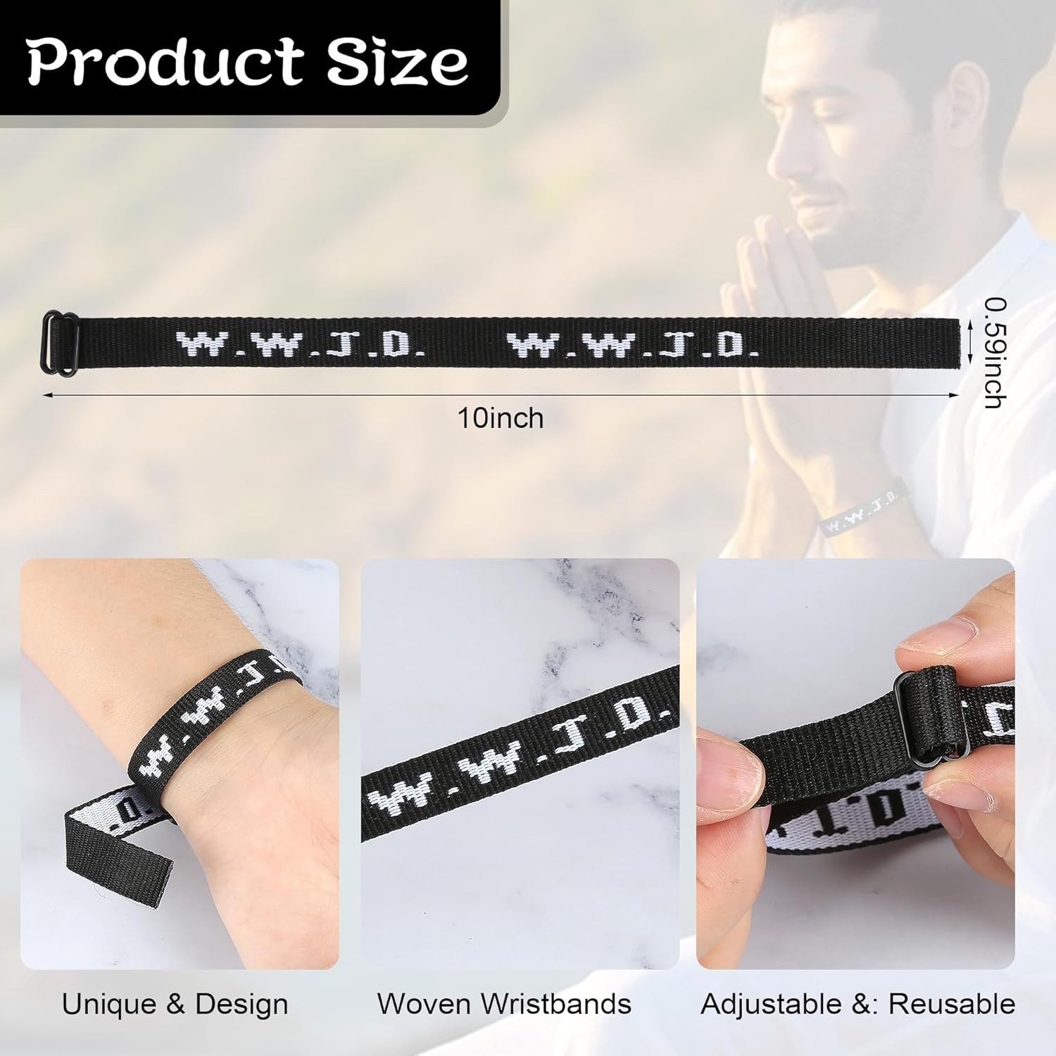 WWJD Christian Adjustable Jesus Wristband Bracelets for Women Men Jewelry Gifts